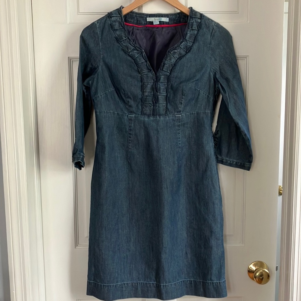 Boden Denim Chambray Sheath Dress with 3/4 sleeve